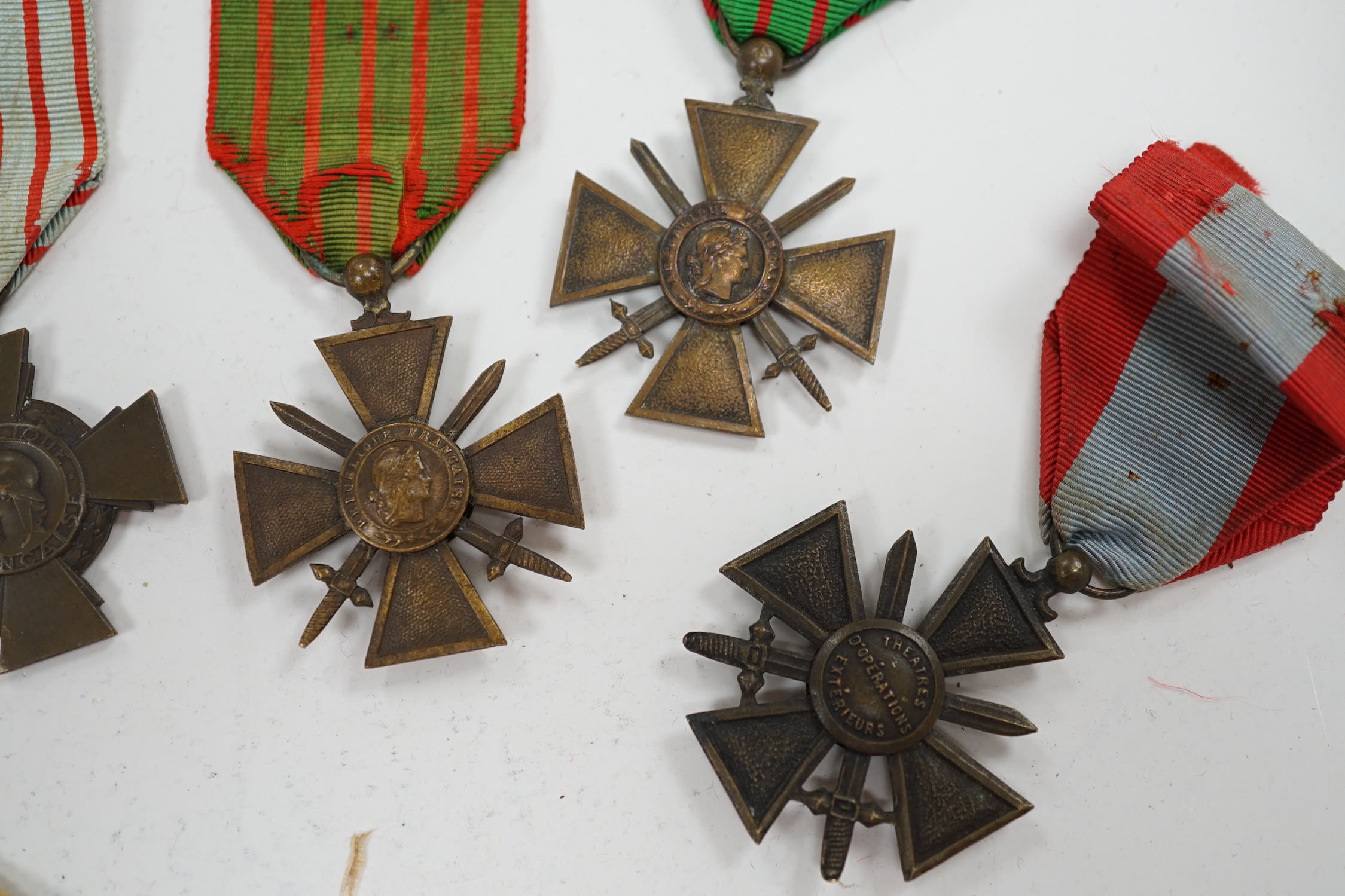 Eighteen French medals, including The War Cross, TOE French Legion Cross, Medal of Honour, Croix du Combatant Medal, WWI Commemorative Medal, 1870 Military Medal, 1914-18 Victory Medal, etc.